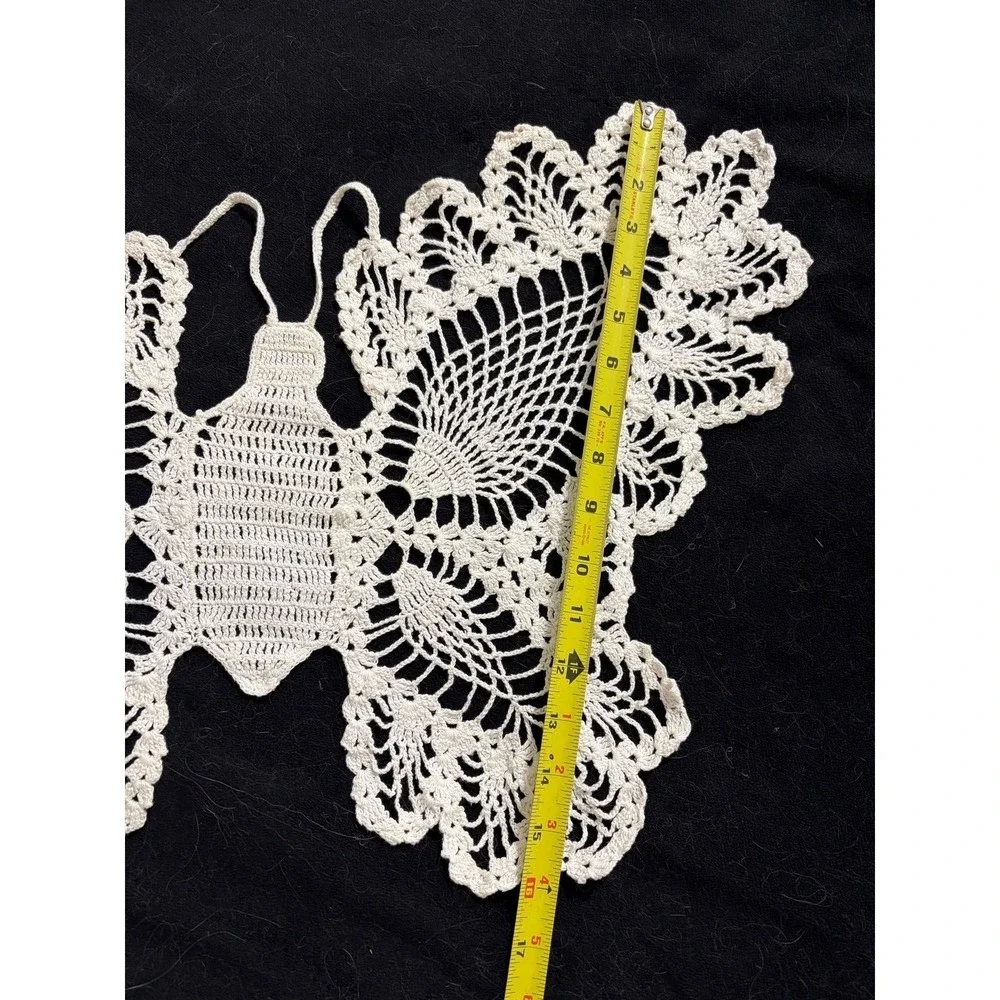 Vintage large white crochet butterfly 24